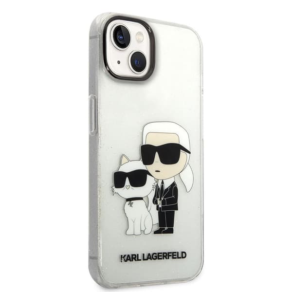 Karl Lagerfeld IML Glitter NFT Karl & Choupette - iPhone 14 Plus etui (gennemsigtig)