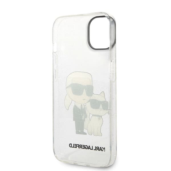 Karl Lagerfeld IML Glitter NFT Karl & Choupette - iPhone 14 Plus etui (gennemsigtig)