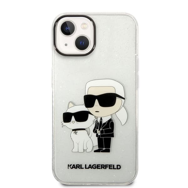Karl Lagerfeld IML Glitter NFT Karl & Choupette - iPhone 14 Plus etui (gennemsigtig)