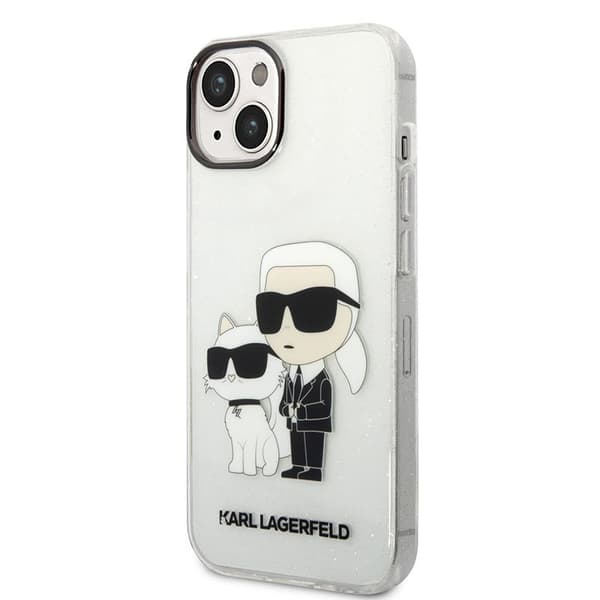 Karl Lagerfeld IML Glitter NFT Karl & Choupette - iPhone 14 Plus etui (gennemsigtig)
