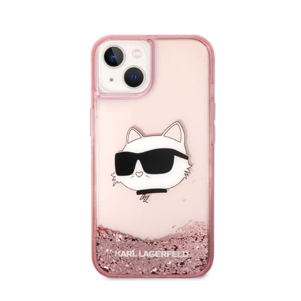 Karl Lagerfeld Liquid Glitter NFT Choupette Head - iPhone 14 Plus Cover (Pink)