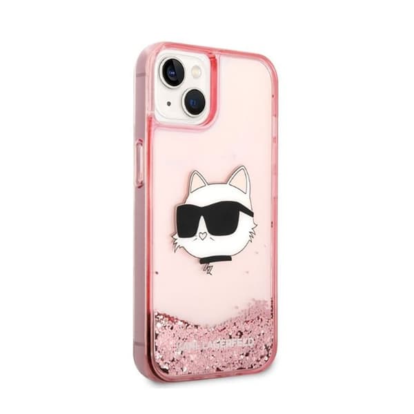 Karl Lagerfeld Liquid Glitter NFT Choupette Head - iPhone 14 Plus Cover (Pink)