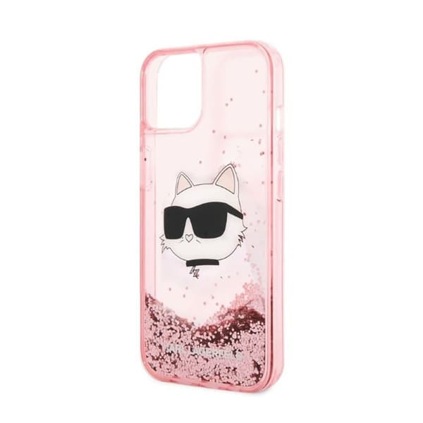 Karl Lagerfeld Liquid Glitter NFT Choupette Head - iPhone 14 Plus Cover (Pink)