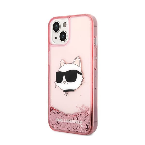 Karl Lagerfeld Liquid Glitter NFT Choupette Head - iPhone 14 Plus Cover (Pink)