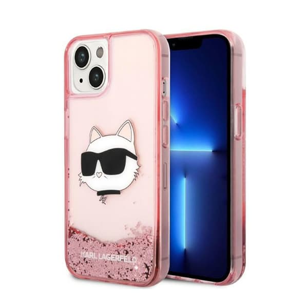 Karl Lagerfeld Liquid Glitter NFT Choupette Head - iPhone 14 Plus Cover (Pink)