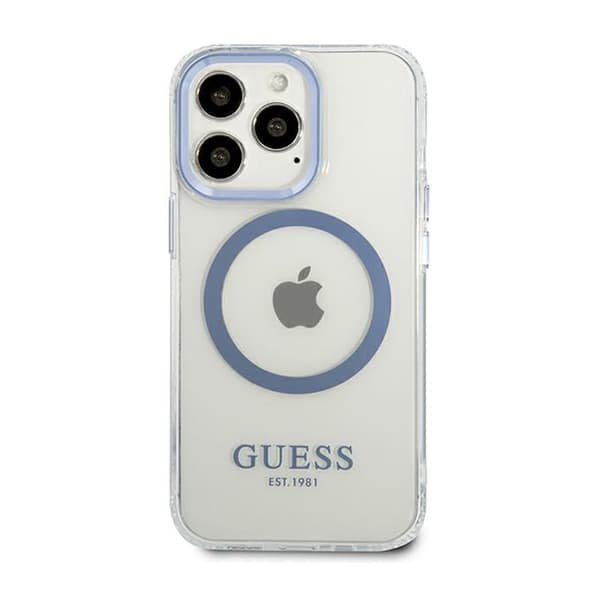Guess Metal Outline Magsafe - iPhone 13 Pro-cover (gennemsigtig / blå)