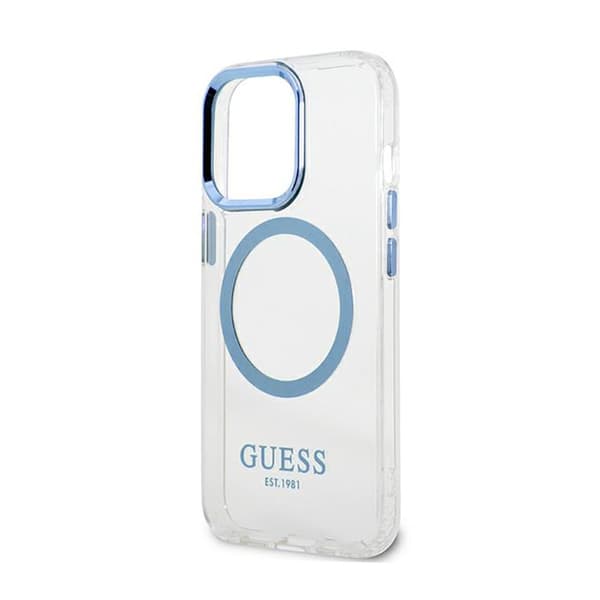 Guess Metal Outline Magsafe - iPhone 13 Pro-cover (gennemsigtig / blå)