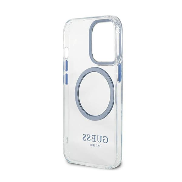 Guess Metal Outline Magsafe - iPhone 13 Pro-cover (gennemsigtig / blå)