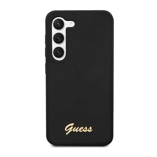 Guess Silicone Script metalllogotyp - Samsung Galaxy S23+ skal (svart)