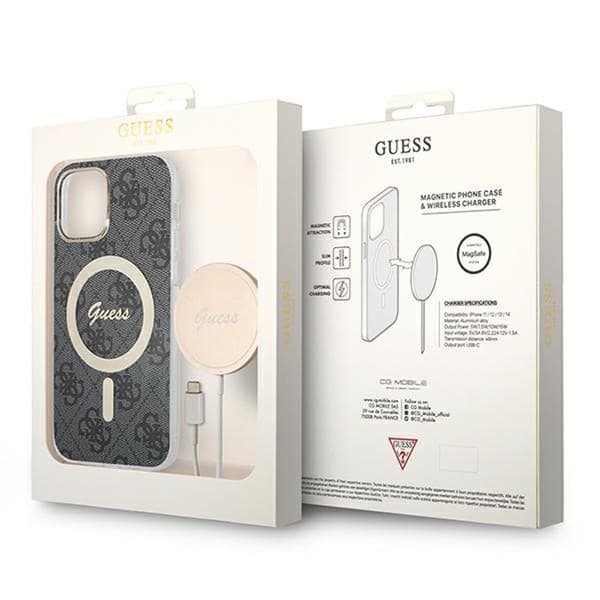 Guess Bundle Pack MagSafe 4G - MagSafe fodral + laddare iPhone 12 / iPhone 12 Pro (svart/guld)
