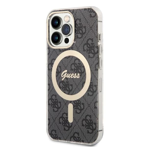 Guess Bundle Pack MagSafe 4G - MagSafe iPhone 13 Pro Max kotelo + laturisarja (musta/kulta)