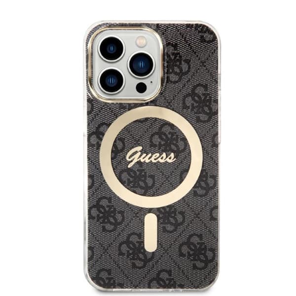 Guess Bundle Pack MagSafe 4G - MagSafe iPhone 13 Pro Max kotelo + laturisarja (musta/kulta)