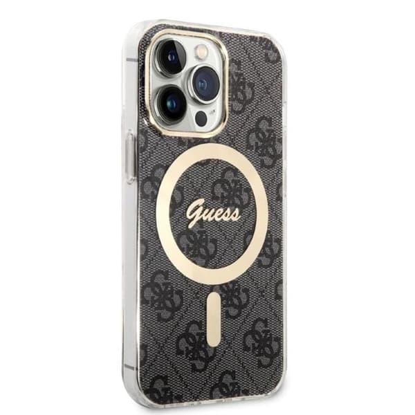 Guess Bundle Pack MagSafe 4G - MagSafe iPhone 13 Pro Max kotelo + laturisarja (musta/kulta)