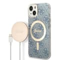 Miniatyrbild 1 av 10: Guess Bundle Pack MagSafe 4G - MagSafe iPhone 14 fodral + laddare set (blå/guld)