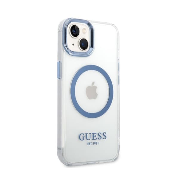 Guess Metal Outline Magsafe - iPhone 14 Plus etui (gennemsigtig / blå)
