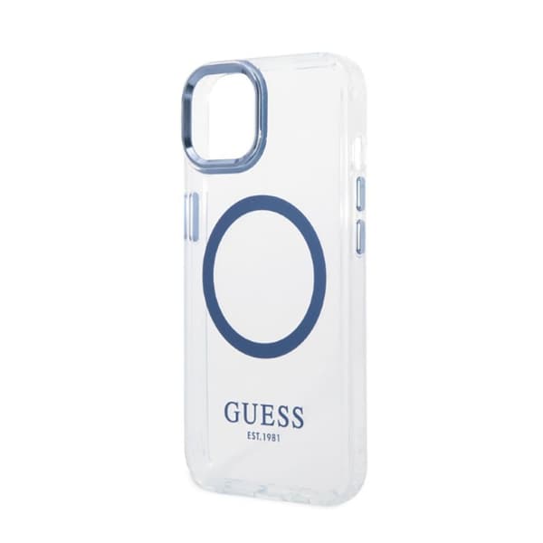 Guess Metal Outline Magsafe - iPhone 14 Plus etui (gennemsigtig / blå)