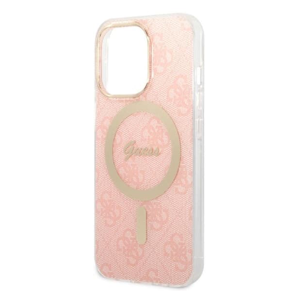 Guess Bundle Pack MagSafe 4G - MagSafe iPhone 13 Pro Max etui + opladersæt (pink/guld)