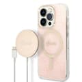 Miniatyrbillede 1 af 10: Guess Bundle Pack MagSafe 4G - MagSafe iPhone 14 Pro etui + opladersæt (pink/guld)
