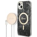 Miniatyrbillede 1 af 10: Guess Bundle Pack MagSafe IML Marble - MagSafe iPhone 14 Plus etui + opladersæt (sort/guld)