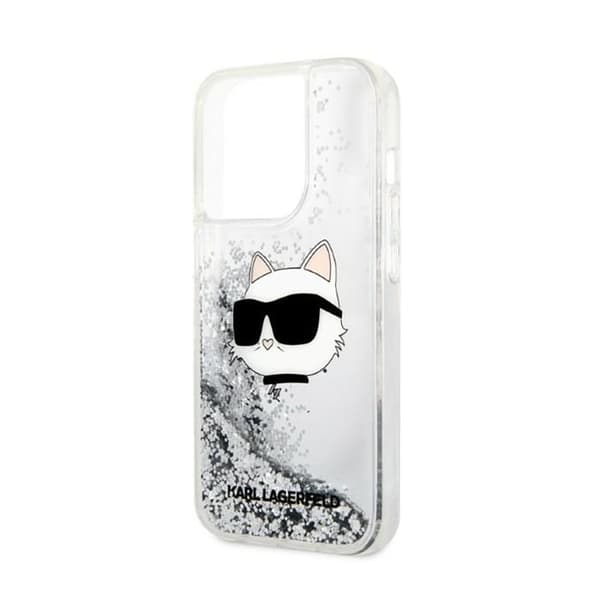Karl Lagerfeld Liquid Glitter NFT Choupette Head - iPhone 14 Pro etui (sølv)