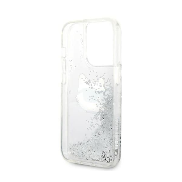 Karl Lagerfeld Liquid Glitter NFT Choupette Head - iPhone 14 Pro etui (sølv)