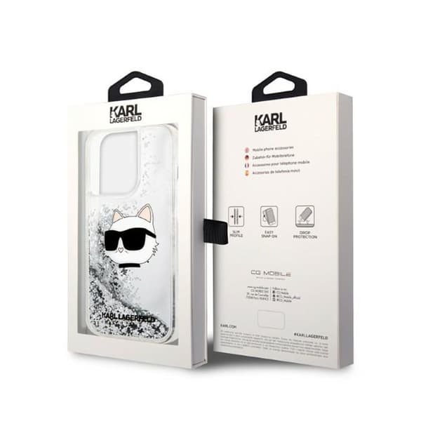 Karl Lagerfeld Liquid Glitter NFT Choupette Head - iPhone 14 Pro etui (sølv)