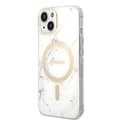Miniatyrbillede 3 af 10: Guess Bundle Pack MagSafe IML Marble - MagSafe iPhone 14 Plus etui + opladersæt (hvid/guld)