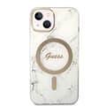 Miniatyrbillede 4 af 10: Guess Bundle Pack MagSafe IML Marble - MagSafe iPhone 14 Plus etui + opladersæt (hvid/guld)