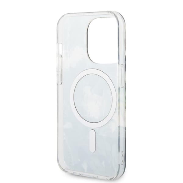 Guess Bundle Pack MagSafe IML Jungle - MagSafe iPhone 14 Pro fodral + laddare set (khaki/guld)