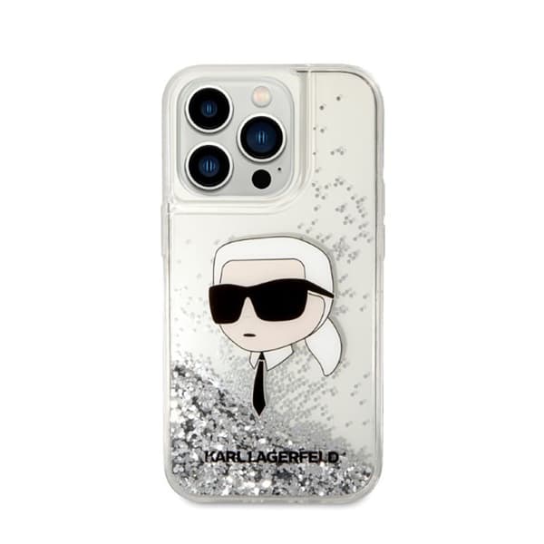 Karl Lagerfeld Liquid Glitter NFT Karls hoved - iPhone 14 Pro etui (sølv)