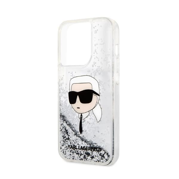 Karl Lagerfeld Liquid Glitter NFT Karls hoved - iPhone 14 Pro etui (sølv)