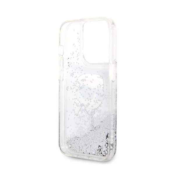 Karl Lagerfeld Liquid Glitter NFT Karls hoved - iPhone 14 Pro etui (sølv)