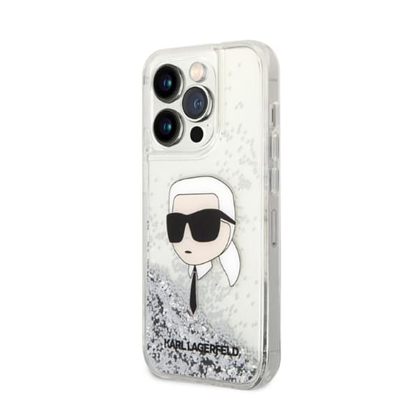 Karl Lagerfeld Liquid Glitter NFT Karls hoved - iPhone 14 Pro etui (sølv)