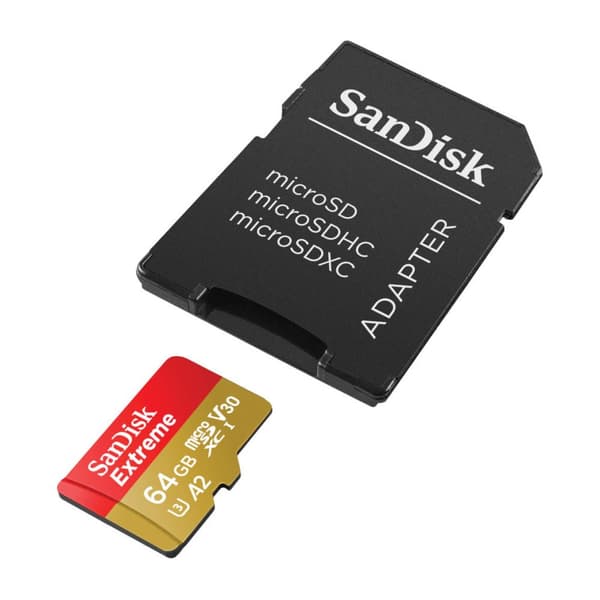 SanDisk Extreme microSDXC - 64 GB A2 V30 UHS-I U3 minneskort 170/80 MB/med adapter