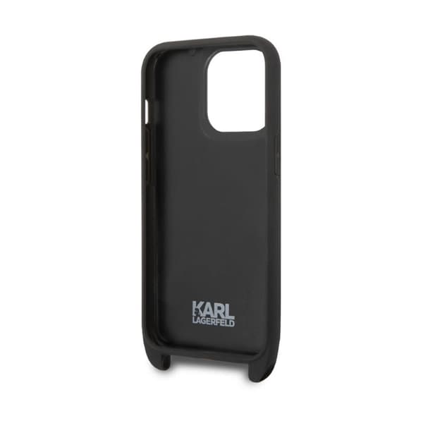 Karl Lagerfeld Monogram Plaque Logo Strap - iPhone 14 Pro Cover (Sort)