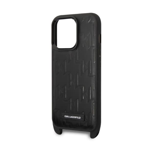 Karl Lagerfeld Monogram Plaque Logo Strap - iPhone 14 Pro Cover (Sort)
