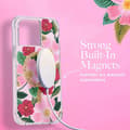 Pikkukuva 7 / 9: Kirkas kivääripaperi MagSafe – kullalla koristeltu iPhone 14 Plus -kotelo (Rose Garden)