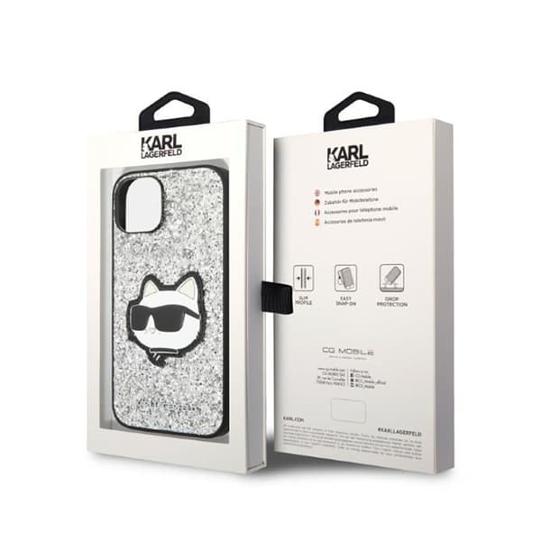 Karl Lagerfeld NFT Glitter Choupette Patch - iPhone 14 -kotelo (hopea)