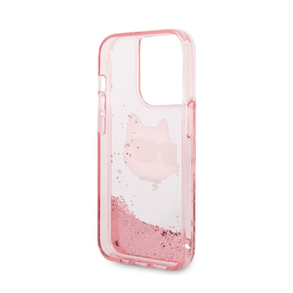 Karl Lagerfeld Liquid Glitter NFT Choupette Head - iPhone 14 Pro Max -kotelo (vaaleanpunainen)
