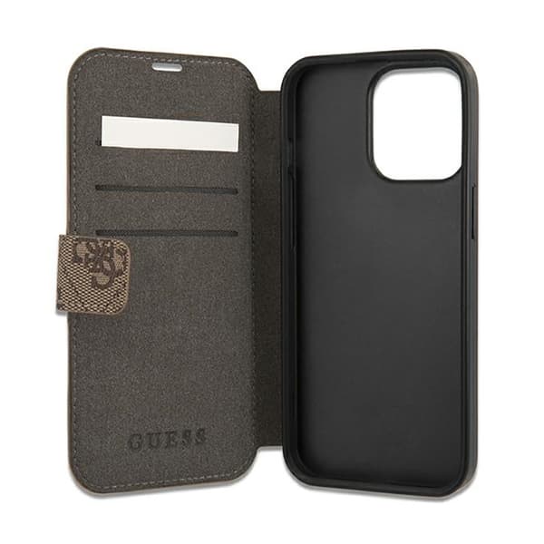 Guess Booktype 4G Big Metal Logo - iPhone 13 Pro Cover (Brun)