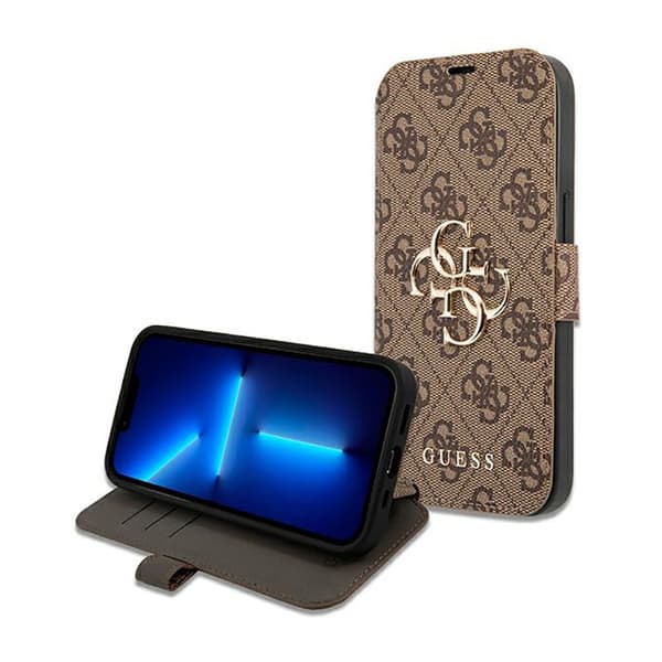 Guess Booktype 4G Big Metal Logo - iPhone 13 Pro Cover (Brun)