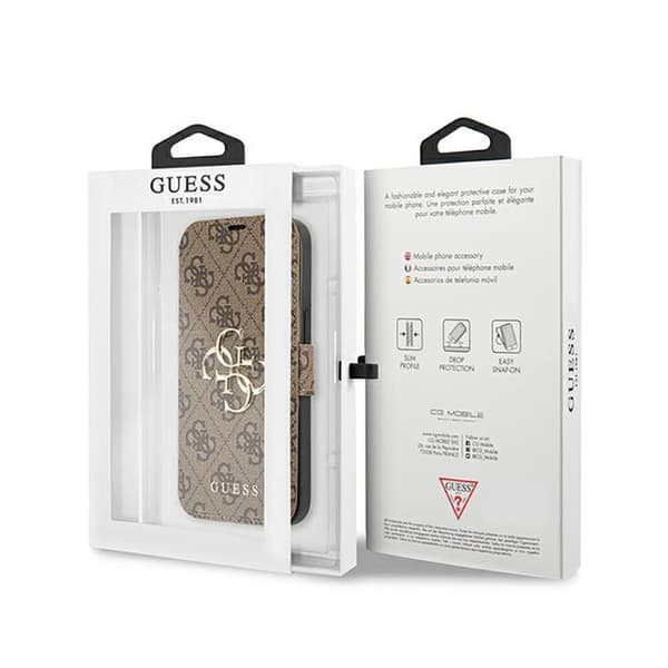 Guess Booktype 4G Big Metal Logo - iPhone 13 Pro Cover (Brun)