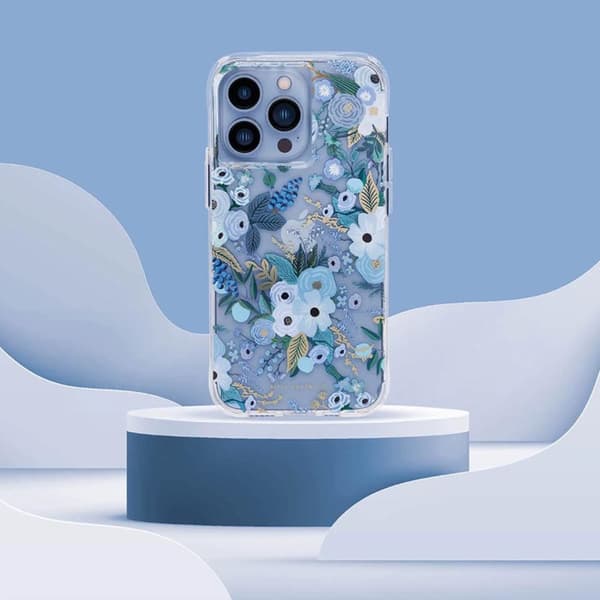 Rifle Paper Clear - iPhone 14 Pro Cover (Garden Party Blue)