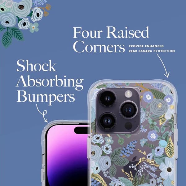 Rifle Paper Clear - iPhone 14 Pro Cover (Garden Party Blue)