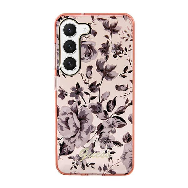 Guess Flower Collection - Samsung Galaxy S23+ -kuori (vaaleanpunainen)
