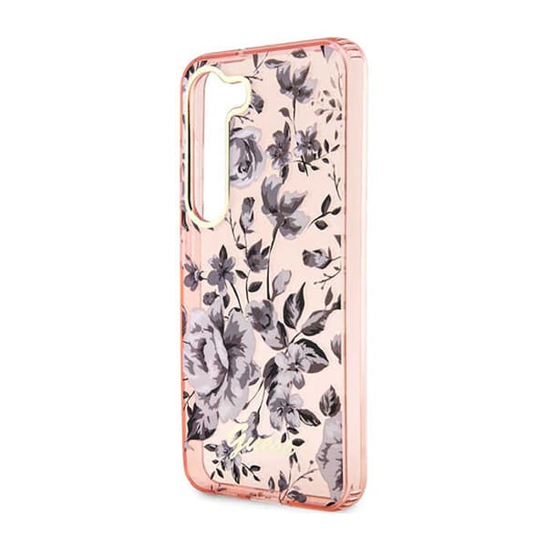 Guess Flower Collection - Samsung Galaxy S23+ -kuori (vaaleanpunainen)