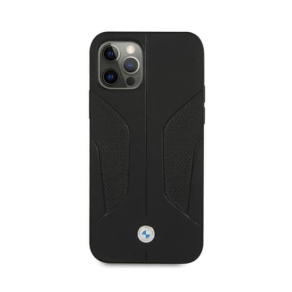 BMW läderperforerade sidor - iPhone 12 / iPhone 12 Pro-fodral (svart)