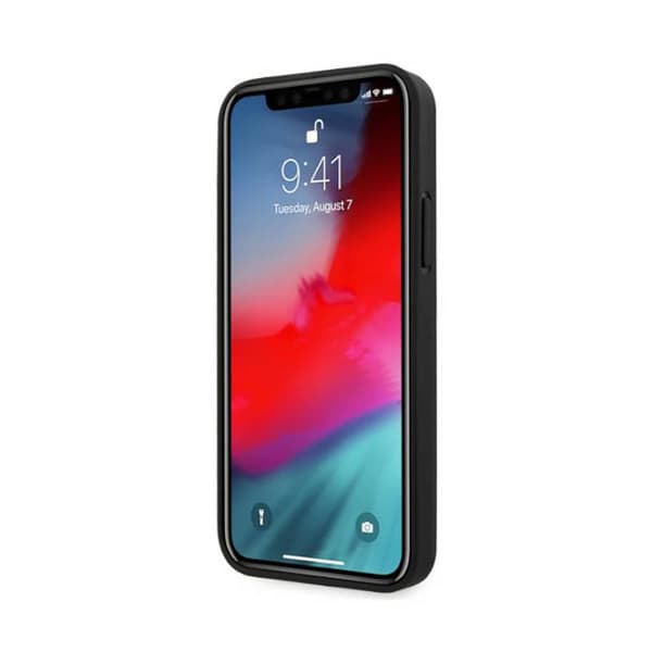 BMW läderperforerade sidor - iPhone 12 / iPhone 12 Pro-fodral (svart)