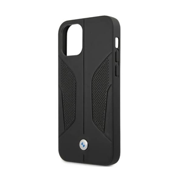 BMW läderperforerade sidor - iPhone 12 / iPhone 12 Pro-fodral (svart)