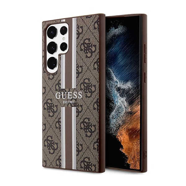Guess 4G Printed Stripe - Samsung Galaxy S23 Ultra Case (ruskea)